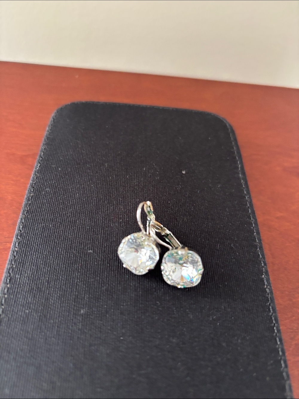 Sabika Clear Crystal Drop Earrings - Silver-Tone